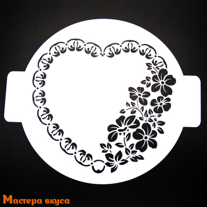 Трафарет для нанесения рисунка, d~24 см  СЕРДЦЕ, цветы