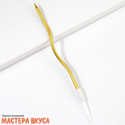 Свечи высокие Волна металлик золотой, (набор 10 шт), h-15см