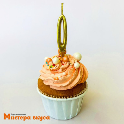 Свеча-цифра "МИНИ", золотая - 0  (h-4.5см)