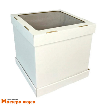 Короб для торта с окном 240*240*200 мм, белый, STRONG Window White