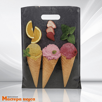Пакет полиэтиленовый с вырубными ручками 310*400 мм, "Мороженое"