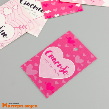 Бирка декоративная в наборе "Спасибо,что ты есть" 4*6 см, 10 шт