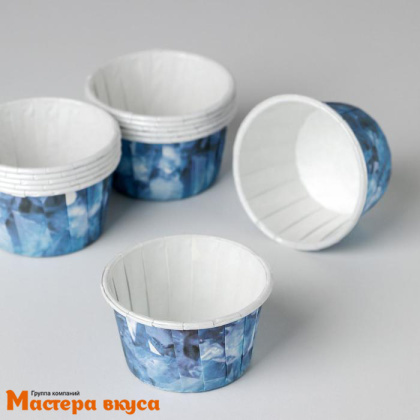 Форма бумажная Маффин 50*40 мм, ламинированная СНЕЖНЫЕ КРИСТАЛЛЫ
