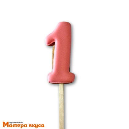 Топпер имбирный пряник-цифра фигурная, розовая - 1