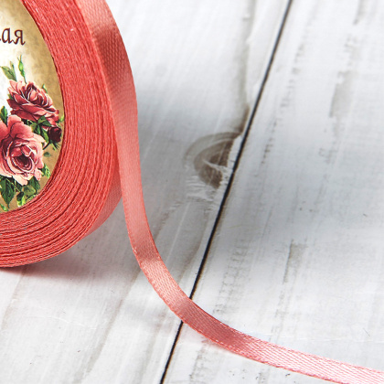 Лента атласная, РОЗОВАЯ,  6мм, ~23м