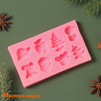 Молд силиконовый СНЕЖНЫЕ ФИГУРЫ, 8 ячеек, 11,8*7 см