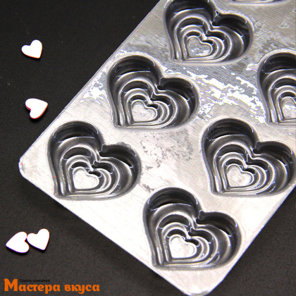 Форма для шоколада пластиковая СЕРДЦА, (10 ячеек) 145*73 мм 