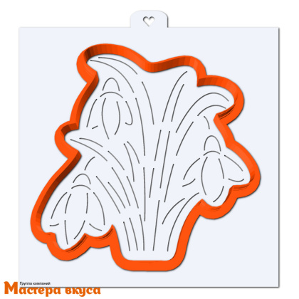 Вырубка пластик + трафарет БУКЕТ ИЗ ПОДСНЕЖНИКОВ, h~11см 