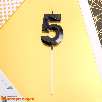 Свеча-цифра "Грань" черная  - 5, (h-6 см) 