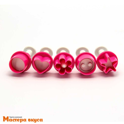 Вырубка-плунжер с выталкивателем ПРАЗДНИК микс, d~2 см, (набор 5 шт)