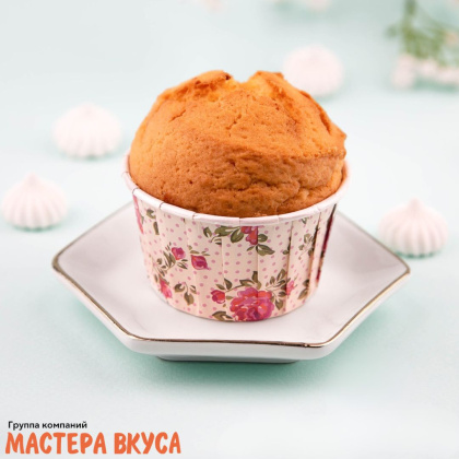 Форма бумажная Маффин 50*40 мм, ламинированная БЕЖЕВАЯ С КРАСНЫМИ РОЗАМИ