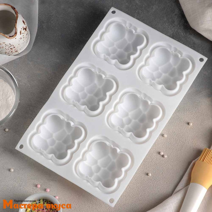 Форма силиконовая, для муссовых десертов ОБЛАЧКО, (6 ячеек) 30*18,8*3,5 см