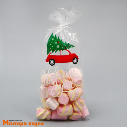Пакет для сладостей 13*27 см,  "Новогодняя машинка" 