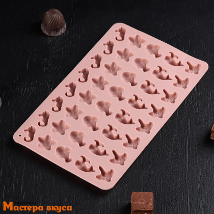 Форма для мармелада и шоколада силиконовая МОРСКИЕ СЕКРЕТЫ, (40 ячеек) 21,5*13 см