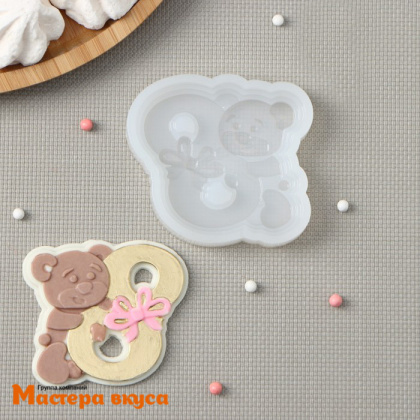 Молд силиконовый МИШКА С ВОСЬМЕРКОЙ, 7*7 см