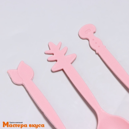 Ложка пластиковая десертная (фигурная),  9 см, цвет микс (упак 12 шт)