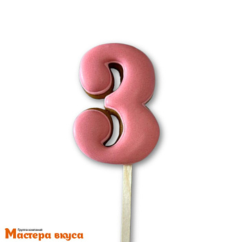 Топпер имбирный пряник-цифра фигурная, розовая - 3