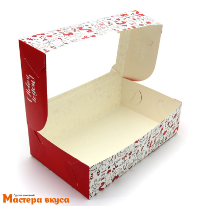 Упаковка для зефира и печенья с окном 250*150*70 мм (С Новым годом! красный)