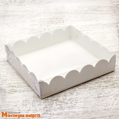 Упаковка для пряников и печенья с прозр. крышкой 155*155*35 мм (белая) (2-д)