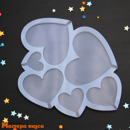 Форма для леденцов силиконовая СЕРДЕЧКИ, (6 ячеек) d~2,8-7,6 см  