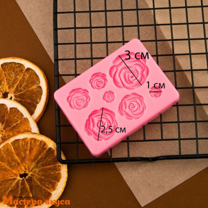 Молд силиконовый РОЗЫ МАЛЕНЬКИЕ 7 В 1