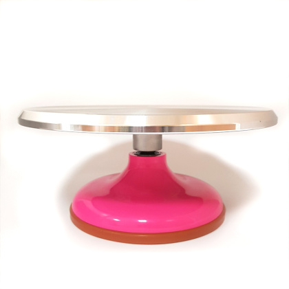 Подставка для торта вращающаяся, металл, D-29см  h-11см, Розовая