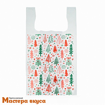 Пакет майка ПНД 26 * 48 см /12 мкм "Елки"