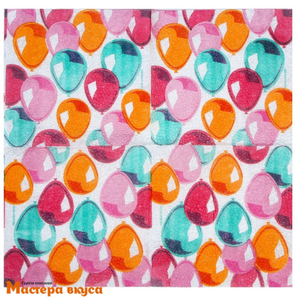 Салфетки бумажные "Воздушные шары" 24*24 см, упак 20 шт