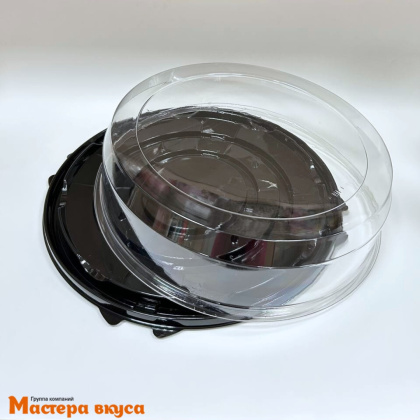 Контейнер круглый, D270 h70 мм, (комплект дно черное/крышка) ПР-Т-270/70