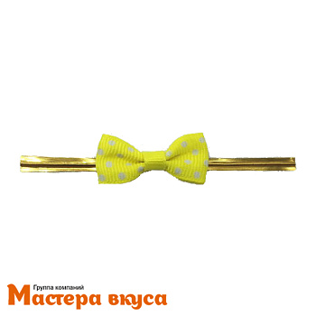 Твист-лента бант ЖЕЛТЫЙ в горошек, 8 см, (упак 10 шт)