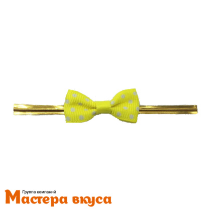Твист-лента бант ЖЕЛТЫЙ в горошек, 8 см, (упак 10 шт)