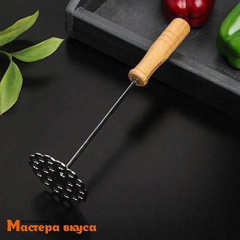 Толкушка "Деревенька. Цветочек", деревянная ручка, 23*7 см