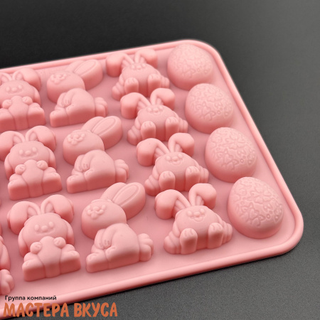 Форма для шоколада силиконовая МИЛЫЕ ЗАЙЧИКИ, (27 ячеек) 21*12 см