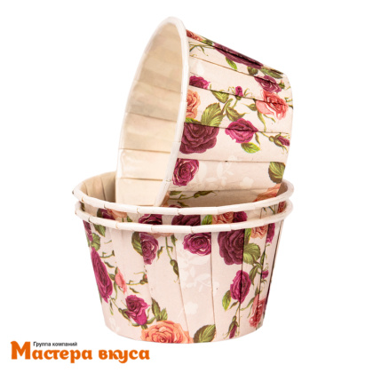 Форма бумажная Маффин 50*40 мм, ламинированная ДИКИЕ РОЗЫ