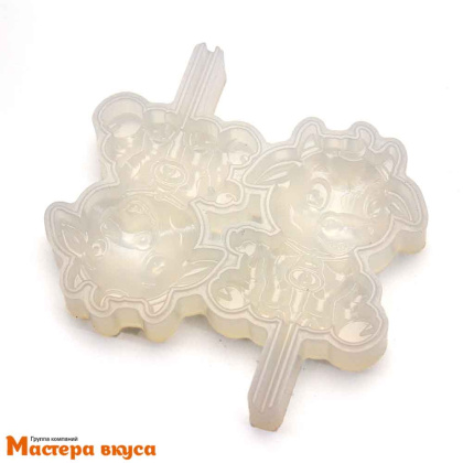 Форма для леденцов силиконовая БЫК / БУРЕНКА, (2 ячейки) 7*5,5 см 