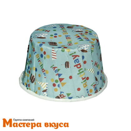Форма бумажная Маффин 50*40 мм, ламинированная ДЕНЬ РОЖДЕНИЯ