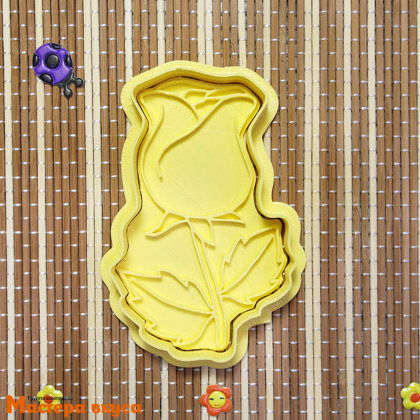 Вырубка пластик + штамп РОЗА, 8 см