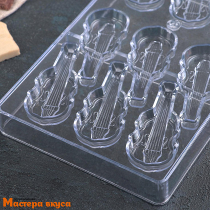 Форма для шоколада  прочный пластик СКРИПКА, (12 ячеек) 330*162 мм