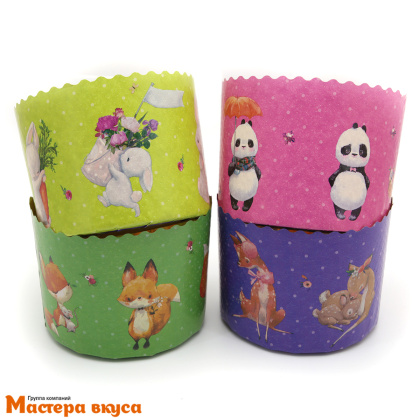 Форма бумажная для кулича ( 75г) d60*h45 мм ЗВЕРЯТА