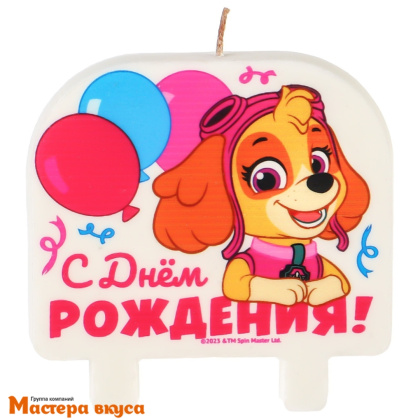 Свеча  С ДНЕМ РОЖДЕНИЯ мульт Щенячий патруль Скай, (h-8см)  © 