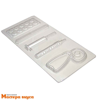 Форма для шоколада пластиковая ИНСТРУМЕНТЫ ДОКТОРА, 27*12,5 см, 5 фигур