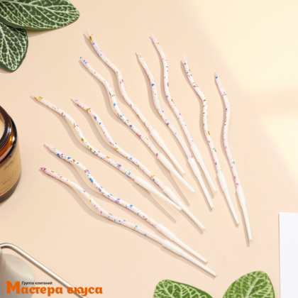 Свечи высокие Волна Клякса, белые, (набор 10 шт), h-12см