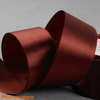 Лента атласная, КОРИЧНЕВАЯ, 40мм, ~23м