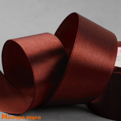 Лента атласная, КОРИЧНЕВАЯ, 40мм, ~23м