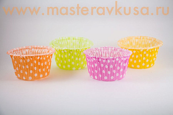 Форма бумажная Маффин 50*36мм, ГОРОШЕК цвет ассорти