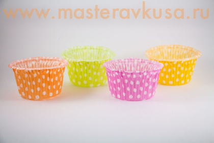 Форма бумажная Маффин 50*36мм, ГОРОШЕК цвет ассорти