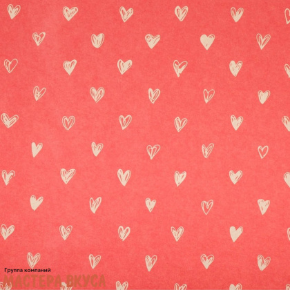 Бумага упаковочная "Сердечки" красная (крафт), 50*70 см