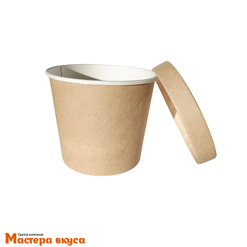 Упаковка-стаканчик для торта с собой "Cake to go" 365мл КРАФТ с крафт. крыш, h-85 d-10см