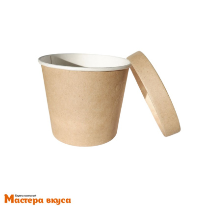 Упаковка-стаканчик для торта с собой "Cake to go" 365мл КРАФТ с крафт. крыш, h-85 d-10см
