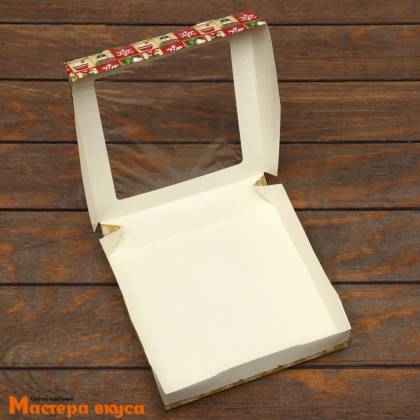 Упаковка для сладостей с окном 200*200*40 мм "Хорошего праздника"